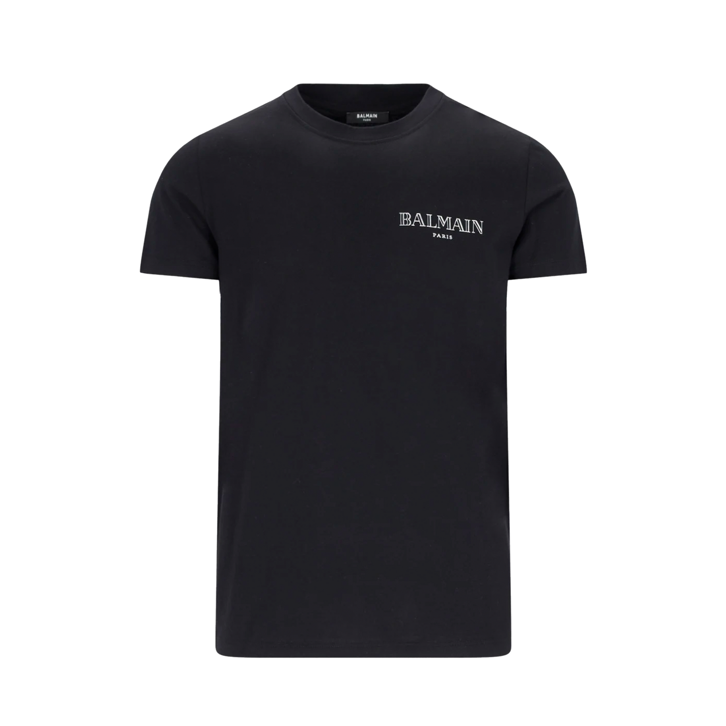 Camiseta Negra Balmain Silver Logo
