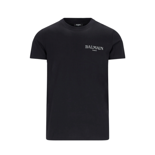 Camiseta Negra Balmain Silver Logo
