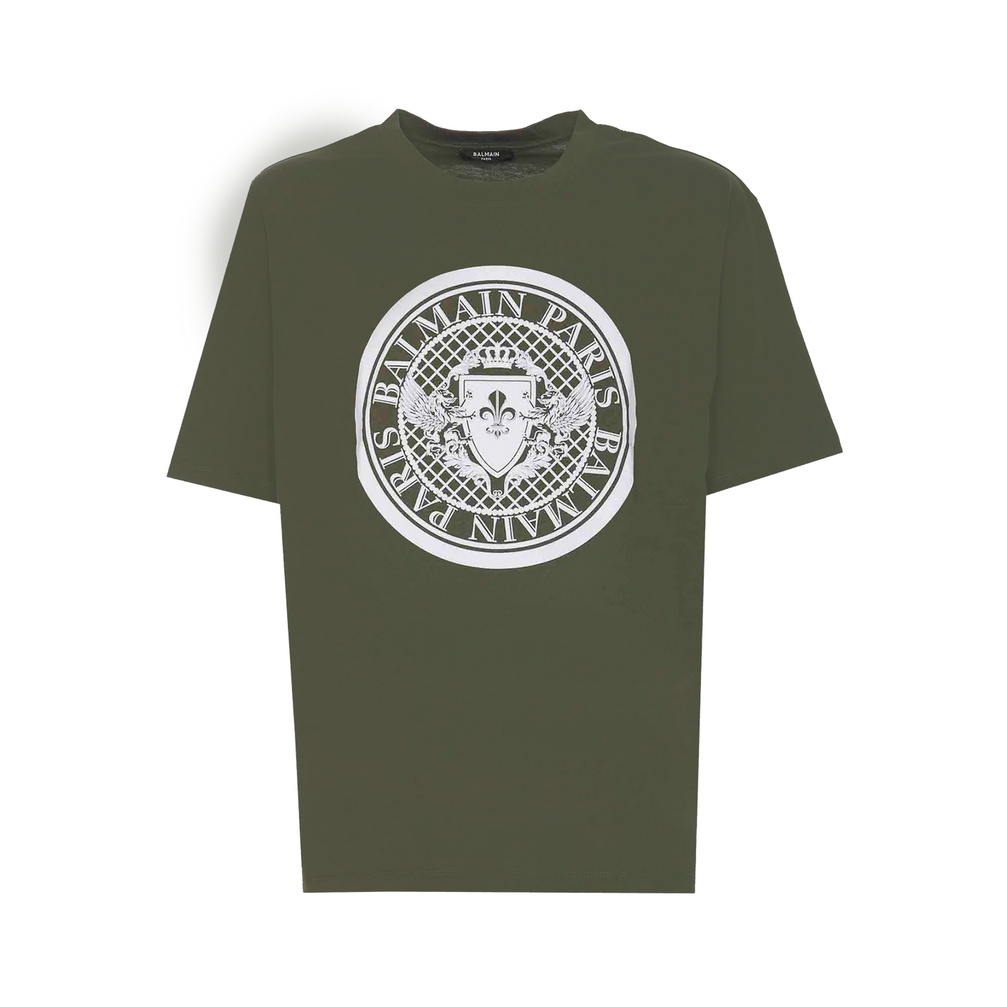 Camiseta Verde Balmain Coin Flock