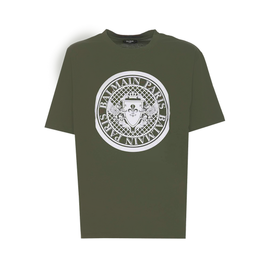 Camiseta Verde Balmain Coin Flock