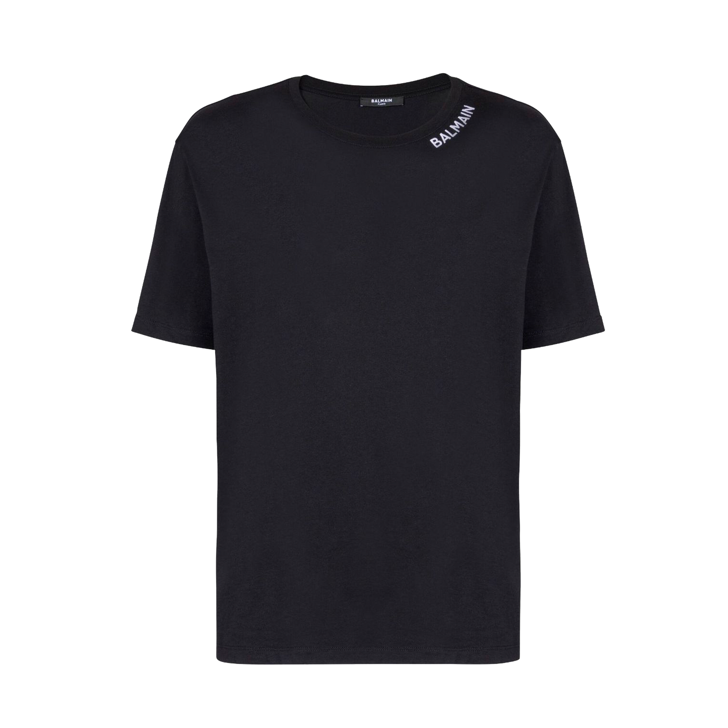 Camiseta Negra Balmain Stitch Collar