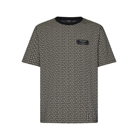 Camiseta Negra Balmain Monogram