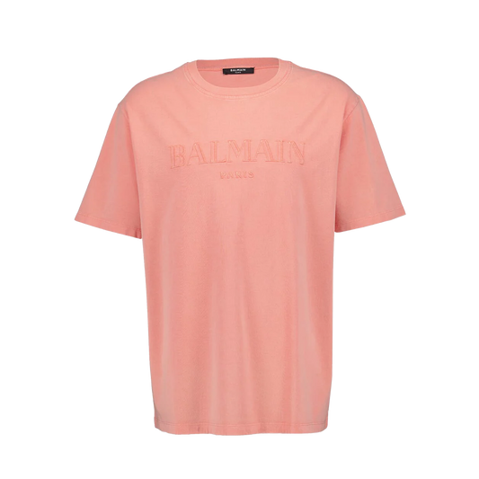 Camiseta Rosada Balmain Paris Logo