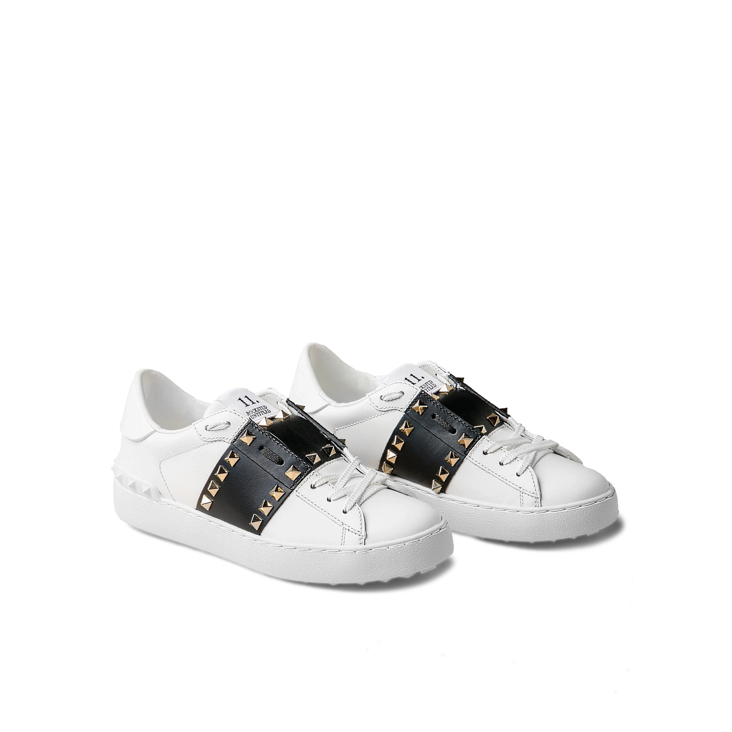 Sneakers Valentino Blanco-Negro Rockstud Gold Untitled
