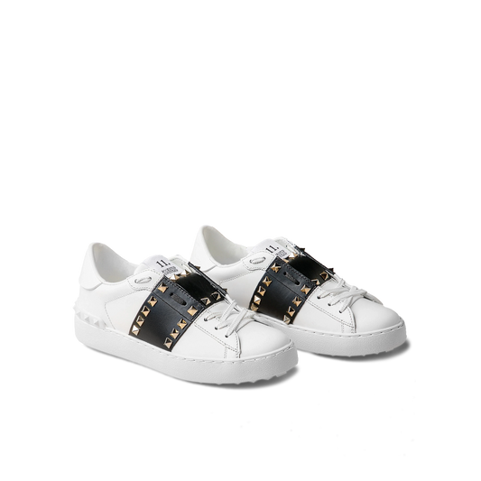 Sneakers Valentino Blanco-Negro Rockstud Gold Untitled