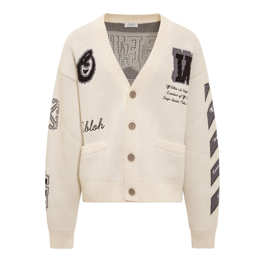 Suéter Beige Off-White Cardigan Negro Moon Vars