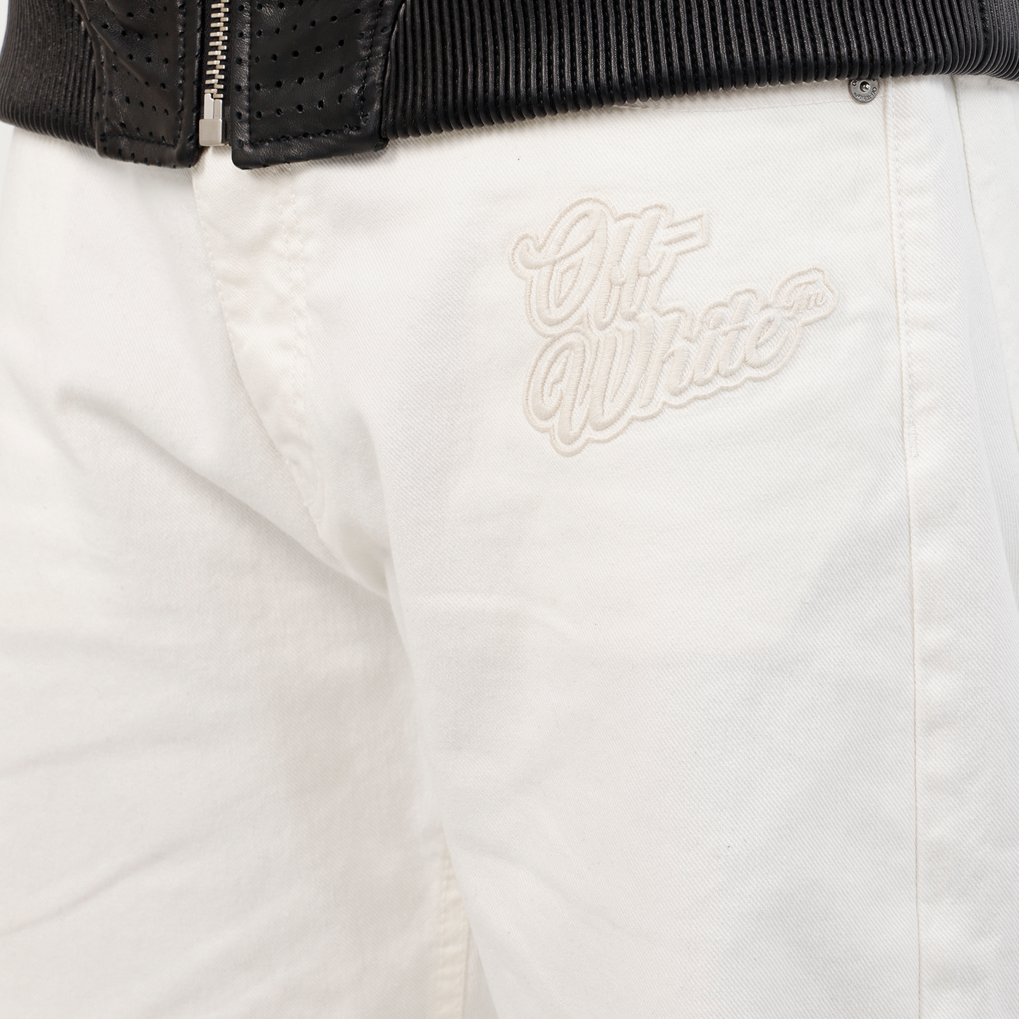 Jeans Blanco Off-White 90S Logo Zip Skate