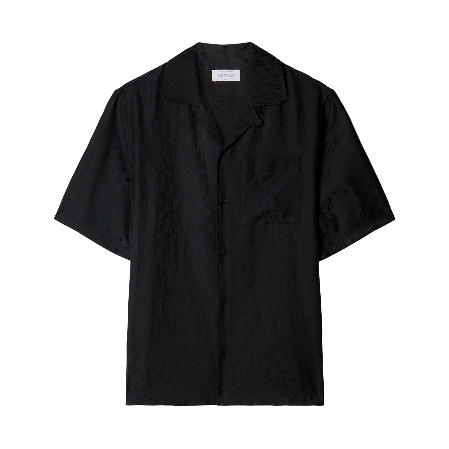 Camisa Negra Off-White Silk Logo Vacation