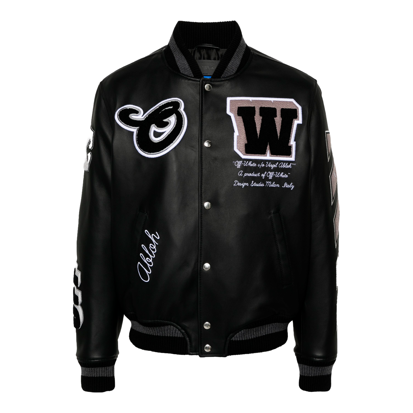 Chaqueta Negra Off-White Full Lea Varsity