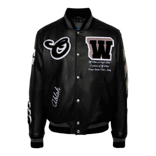 Chaqueta Negra Off-White Full Lea Varsity