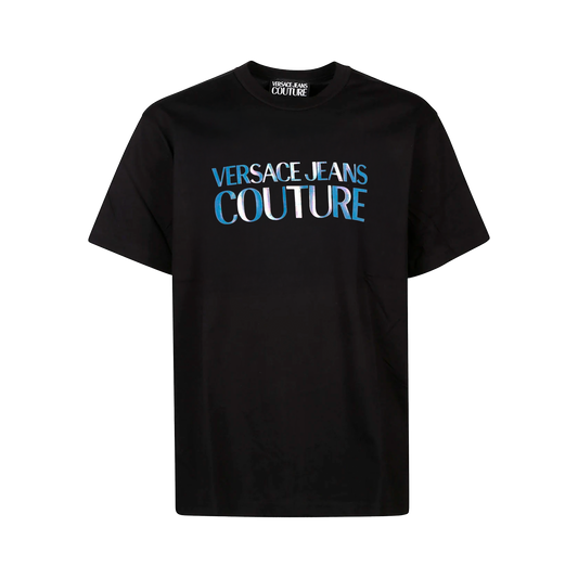 Camiseta Negra Versace Jeans Couture Logo Multicolor