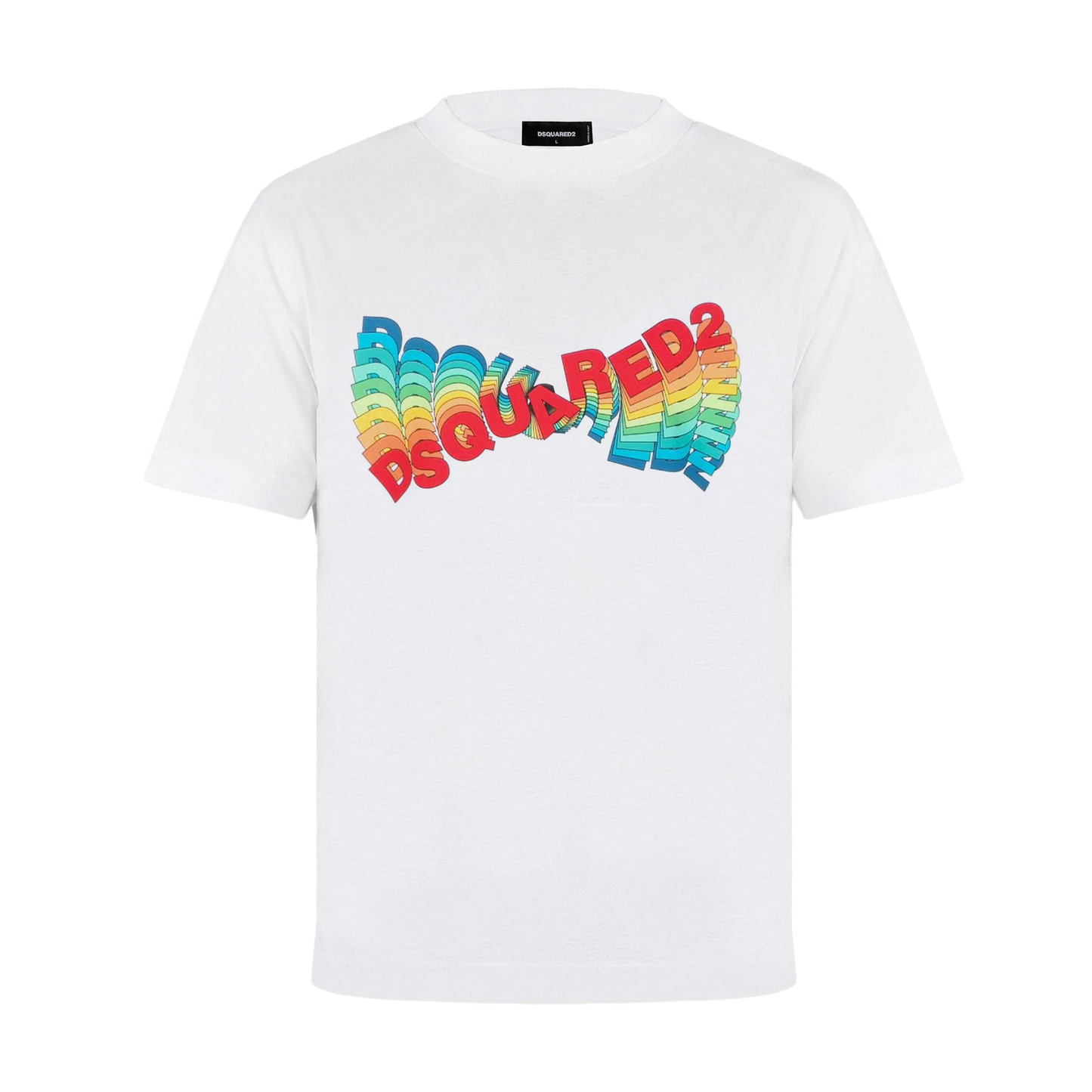 Camiseta Blanca Dsquared2 Logo Multicolor