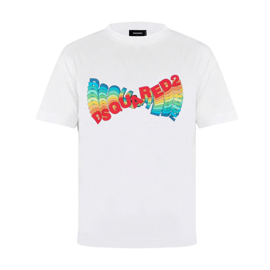 Camiseta Blanca Dsquared2 Logo Multicolor