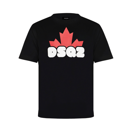 Camiseta Negra Dsquared2 Dsq2 Leaf