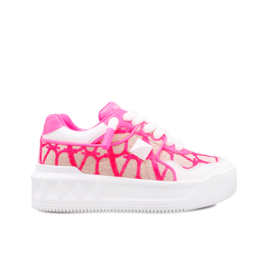 Sneakers Beige Rosado Valentino Vlogo Monogram