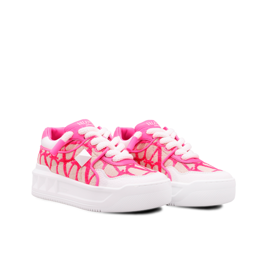 Sneakers Beige Rosado Valentino Vlogo Monogram