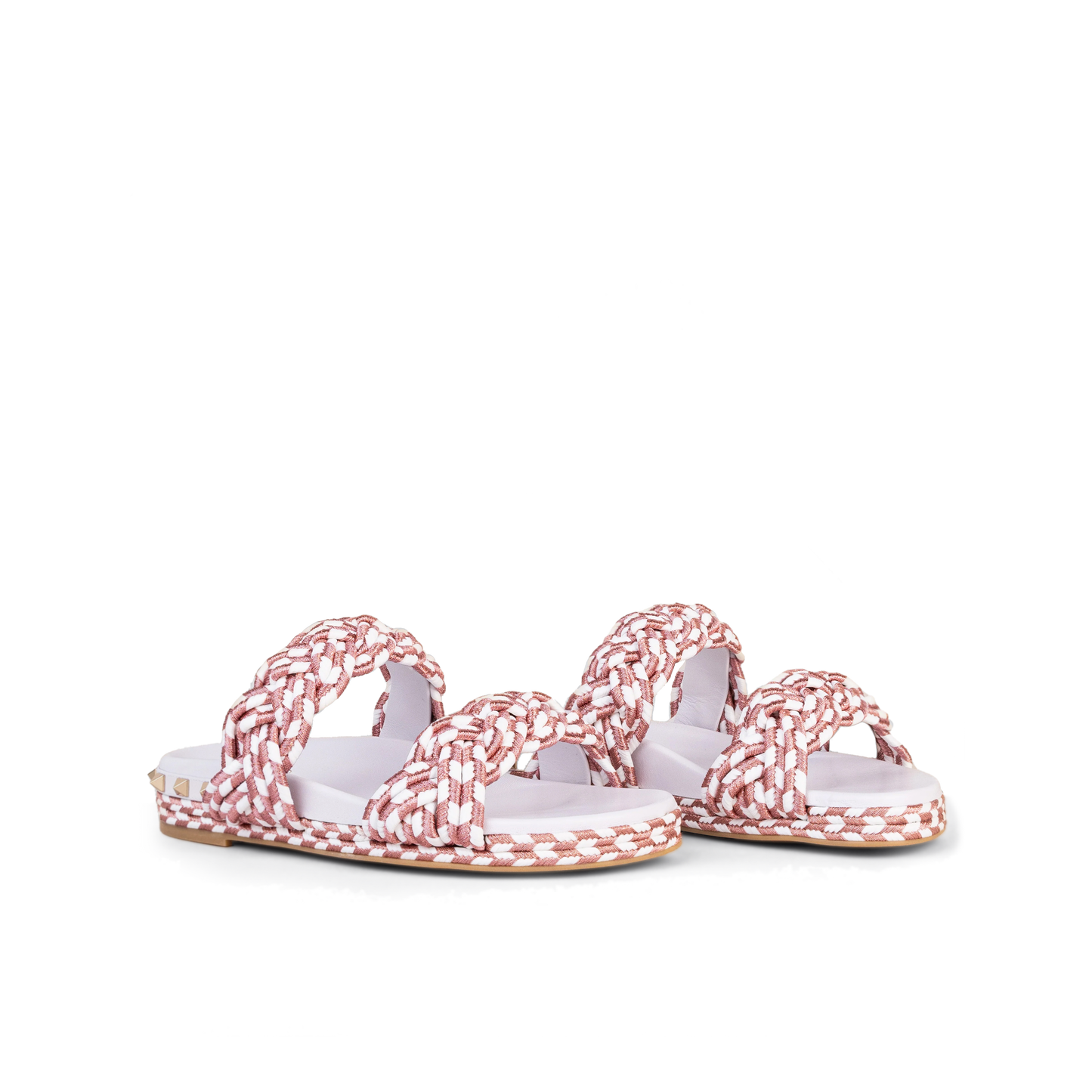 Sandalias Blancas Rosa Valentino Rockstud Torchon