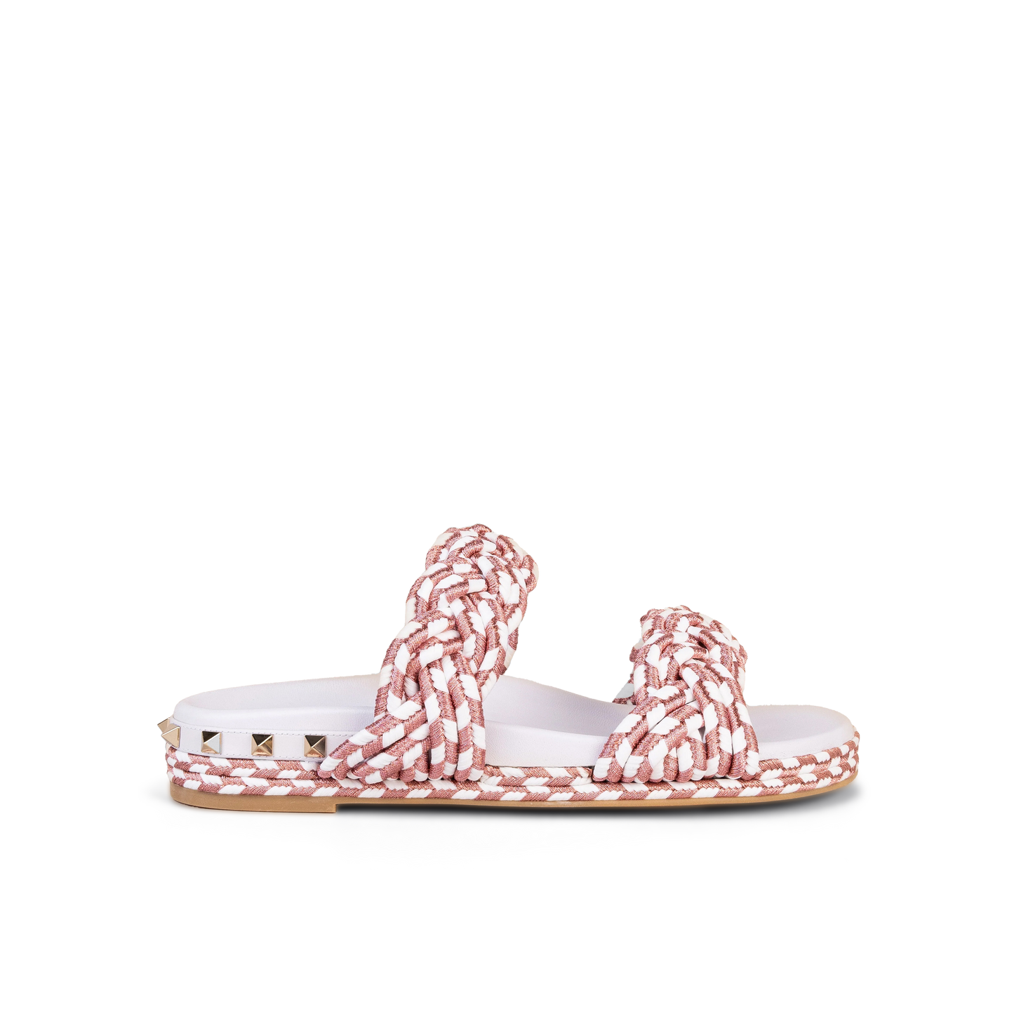 Sandalias Blancas Rosa Valentino Rockstud Torchon