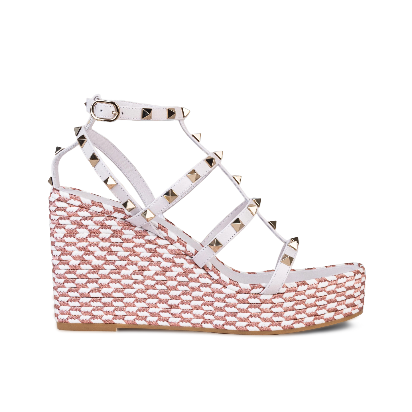 Sandalias de Plataforma Blancas Valentino Rosa Rockstud Torchon 95 mm