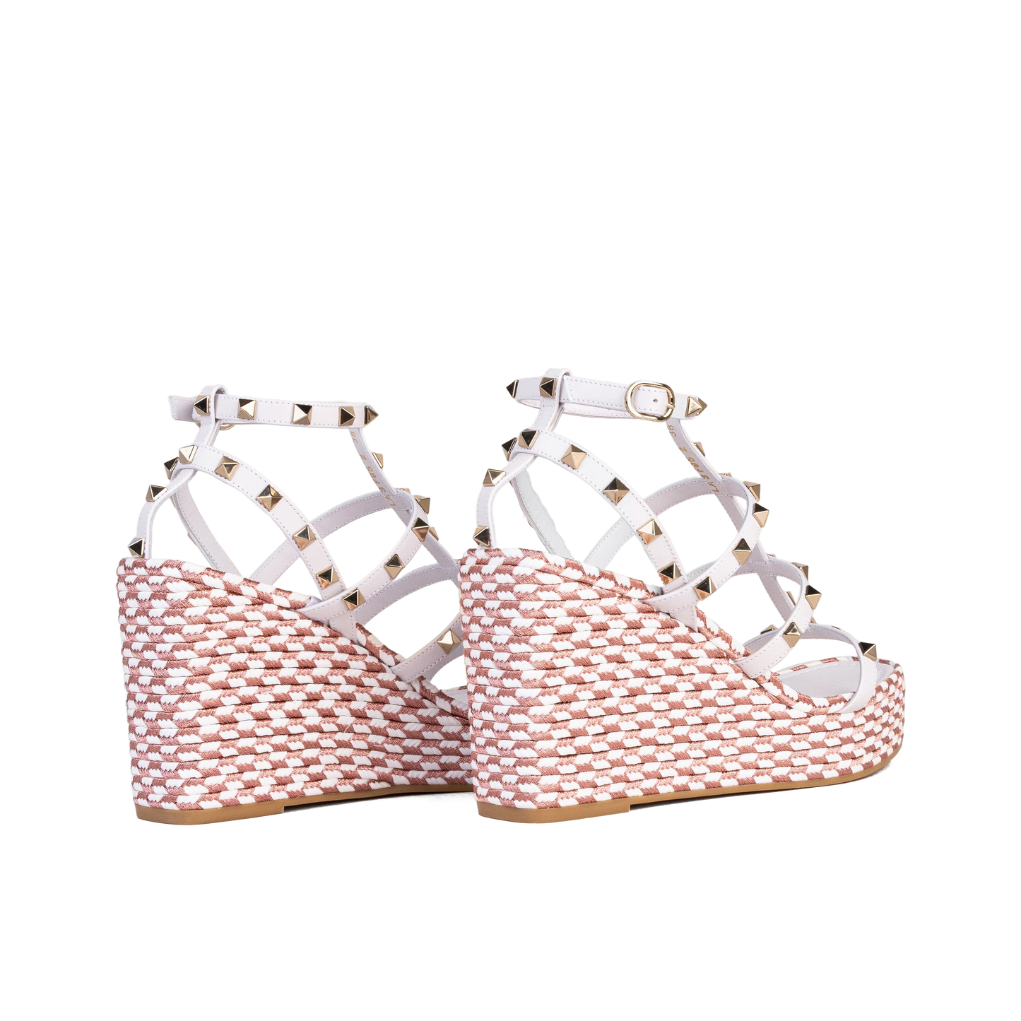 Sandalias de Plataforma Blancas Valentino Rosa Rockstud Torchon 95 mm