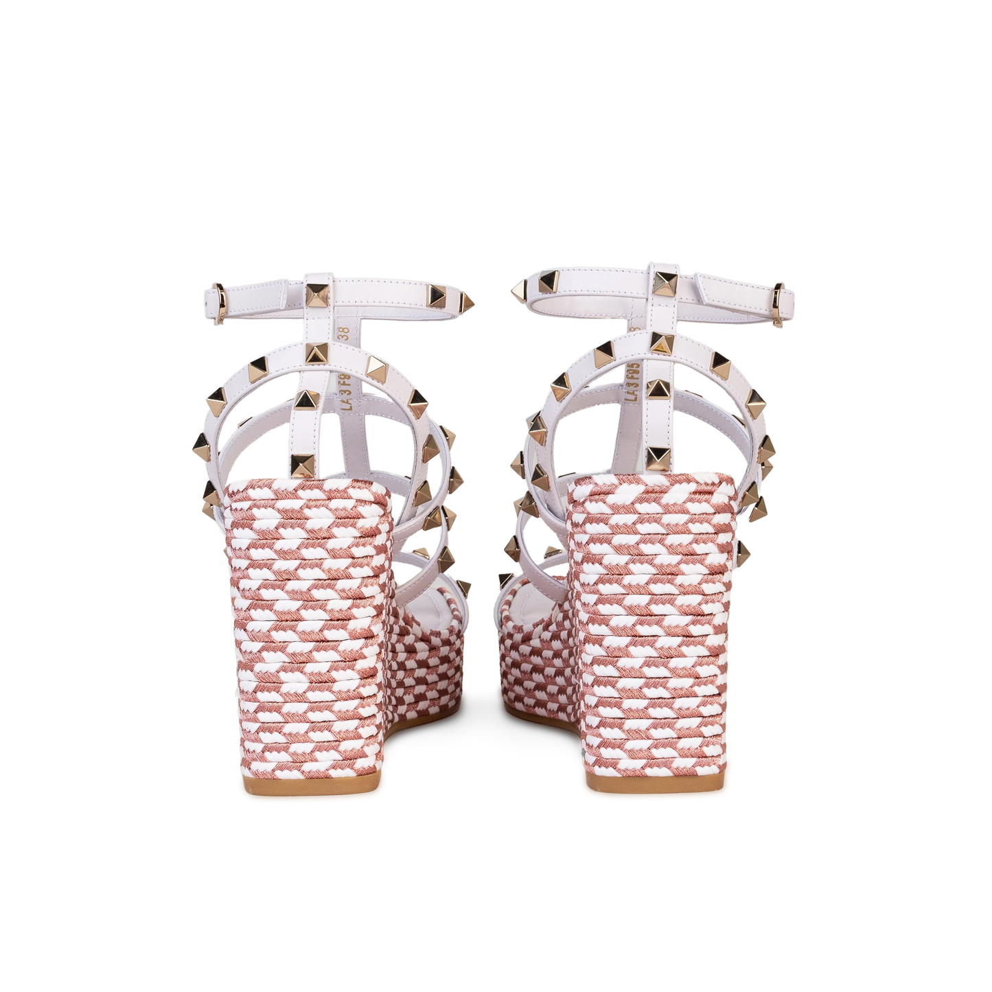 Sandalias de Plataforma Blancas Valentino Rosa Rockstud Torchon 95 mm
