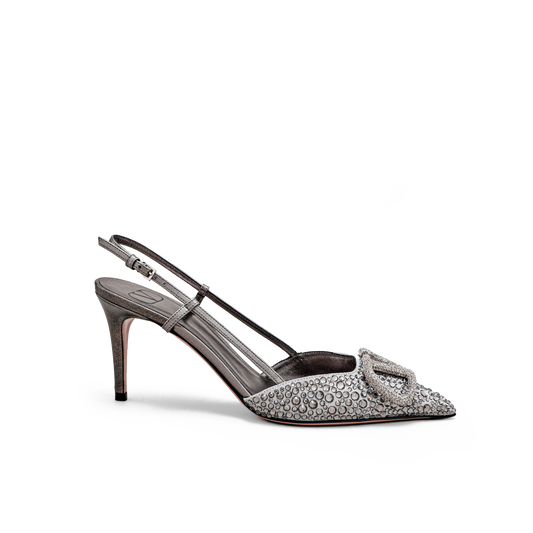 Sandalias de Tacón Negro Valentino Crystals 80Mm