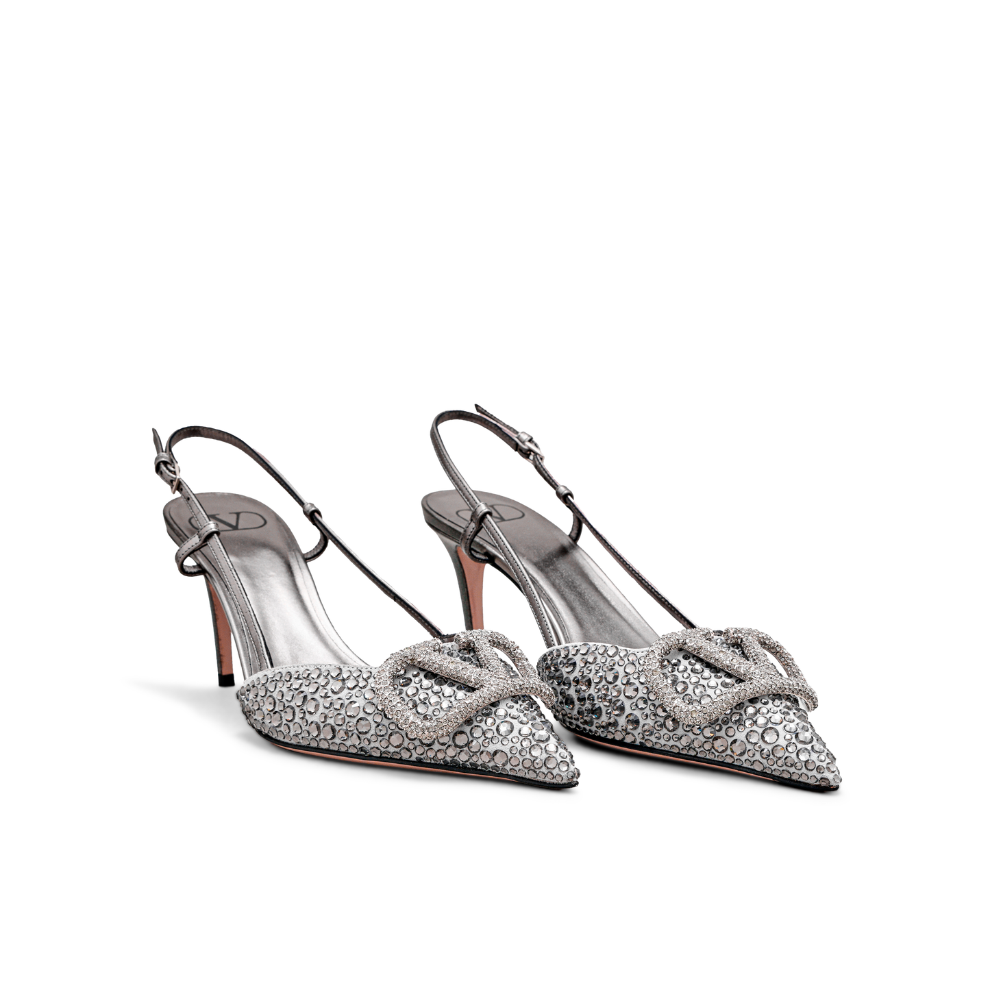 Sandalias de Tacón Negro Valentino Crystals 80Mm