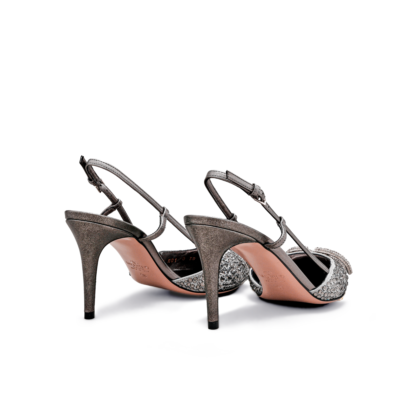 Sandalias de Tacón Negro Valentino Crystals 80Mm