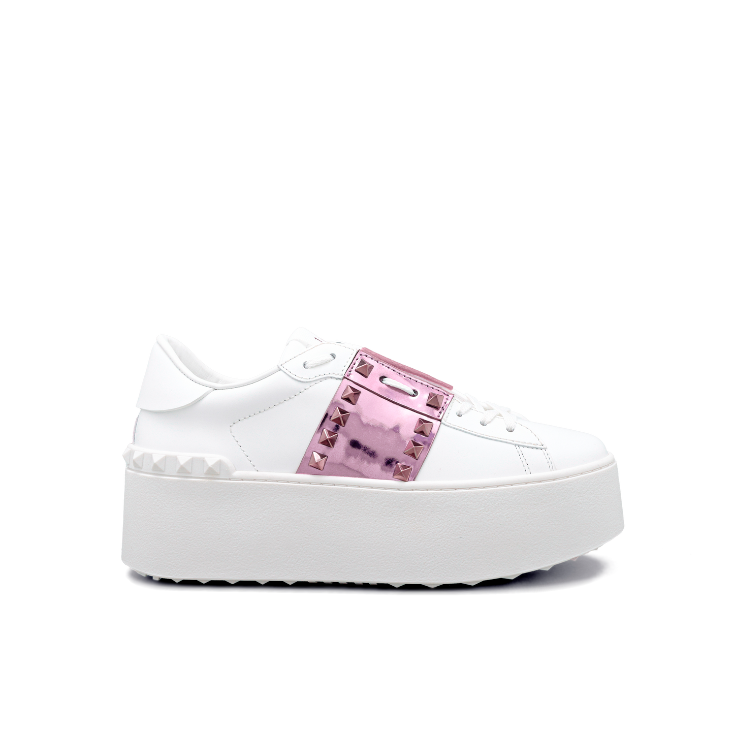 Sneakers Blancos Rosado Valentino Flatform Rockstud
