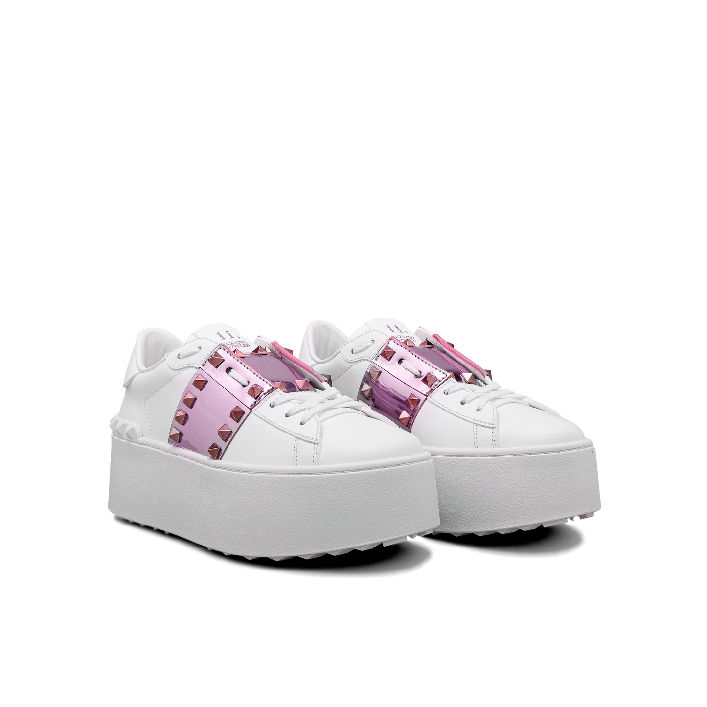 Sneakers Blancos Rosado Valentino Flatform Rockstud