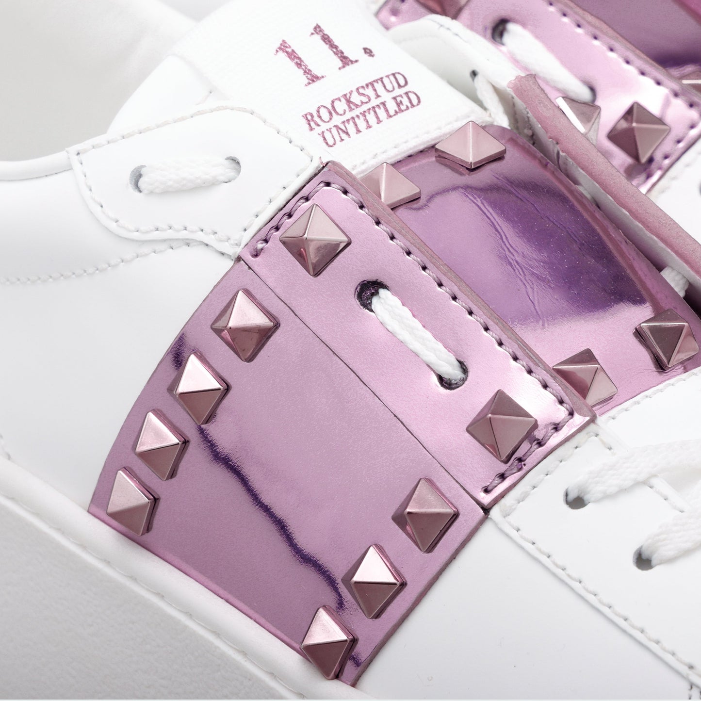 Sneakers Blancos Rosado Valentino Flatform Rockstud