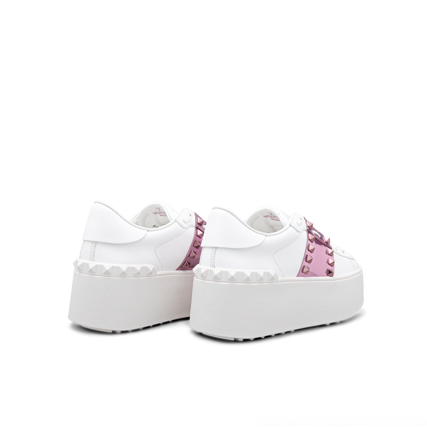 Sneakers Blancos Rosado Valentino Flatform Rockstud