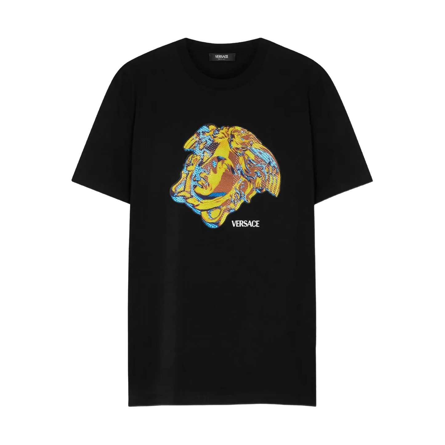 Camiseta Negra Versace Multicolor Medusa