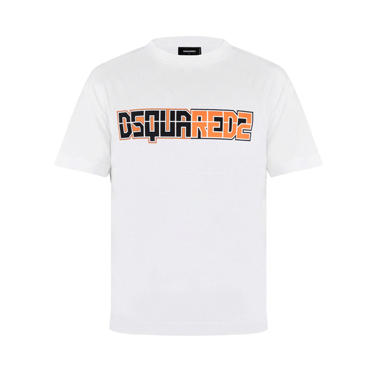 Camiseta Blanca Dsquared2 Orange Logo Print