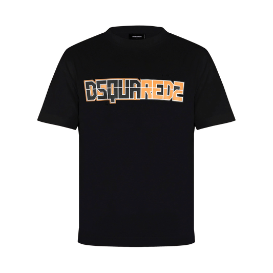 Camiseta Negra Dsquared2 Orange Logo Print