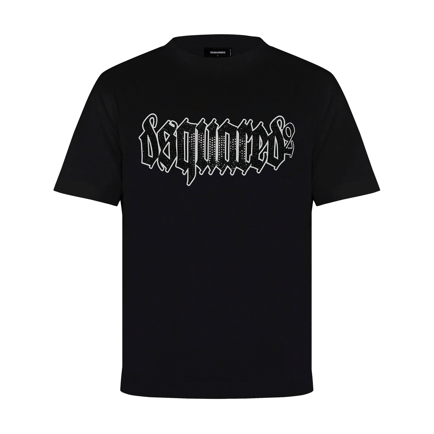 Camiseta Negra Dsquared2 Logo Rhinestones