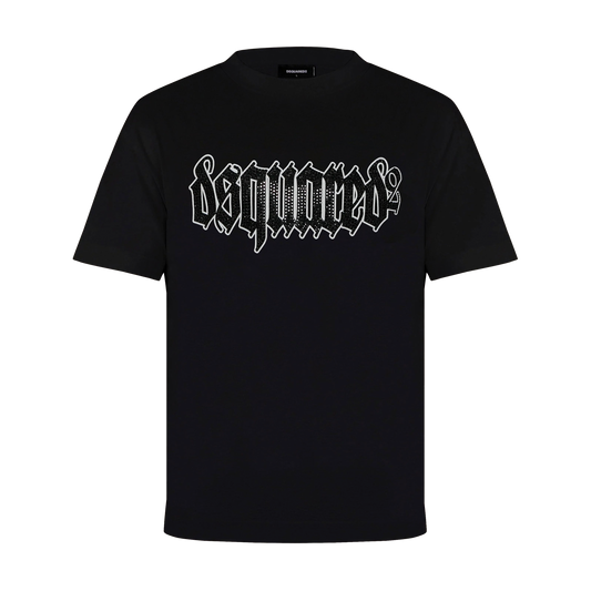 Camiseta Negra Dsquared2 Logo Rhinestones