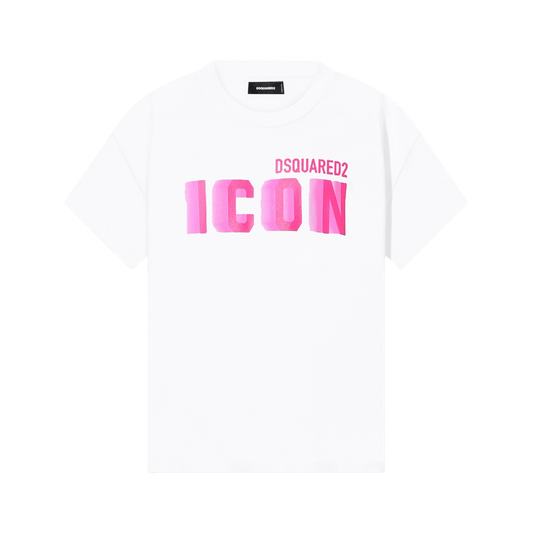 Camiseta Blanca Dsquared2 Fucsia Icon