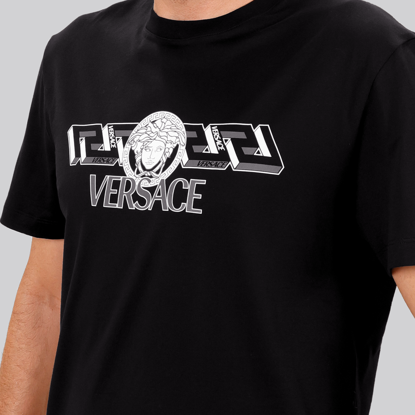 Camiseta Negra Versace Double Logo