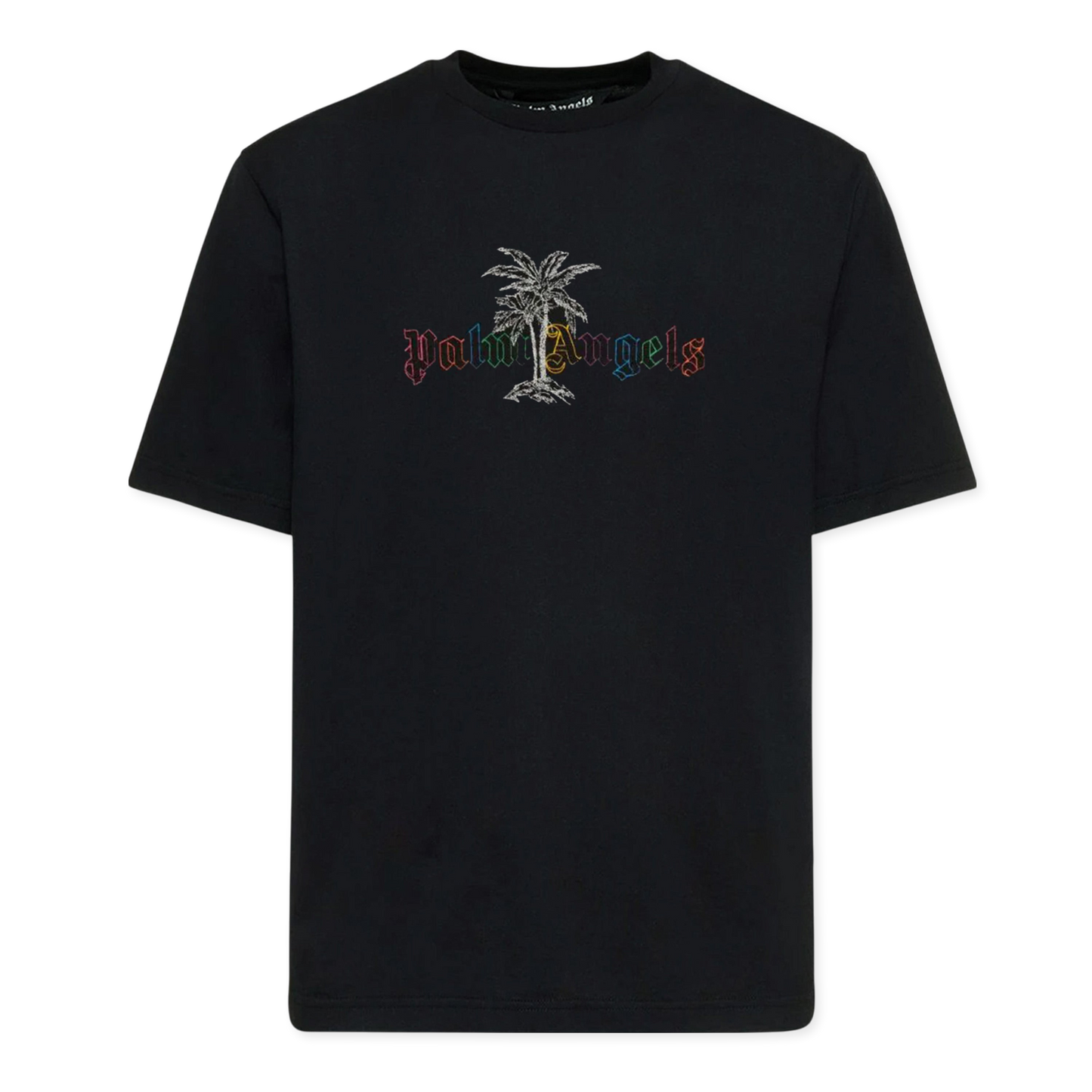 Camiseta Negra Palm Angels Multicolor Logo