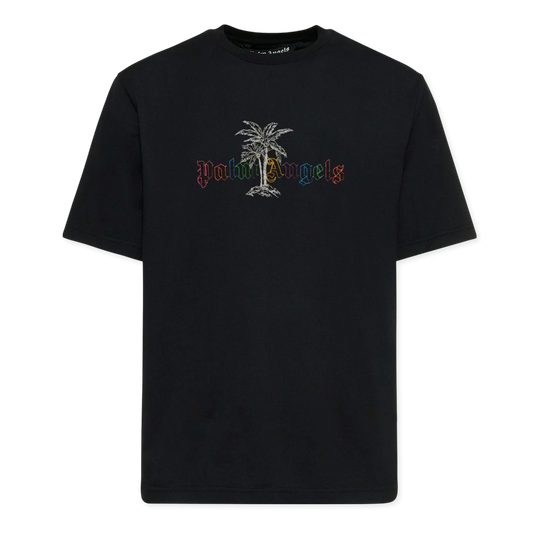 Camiseta Negra Palm Angels Multicolor Logo