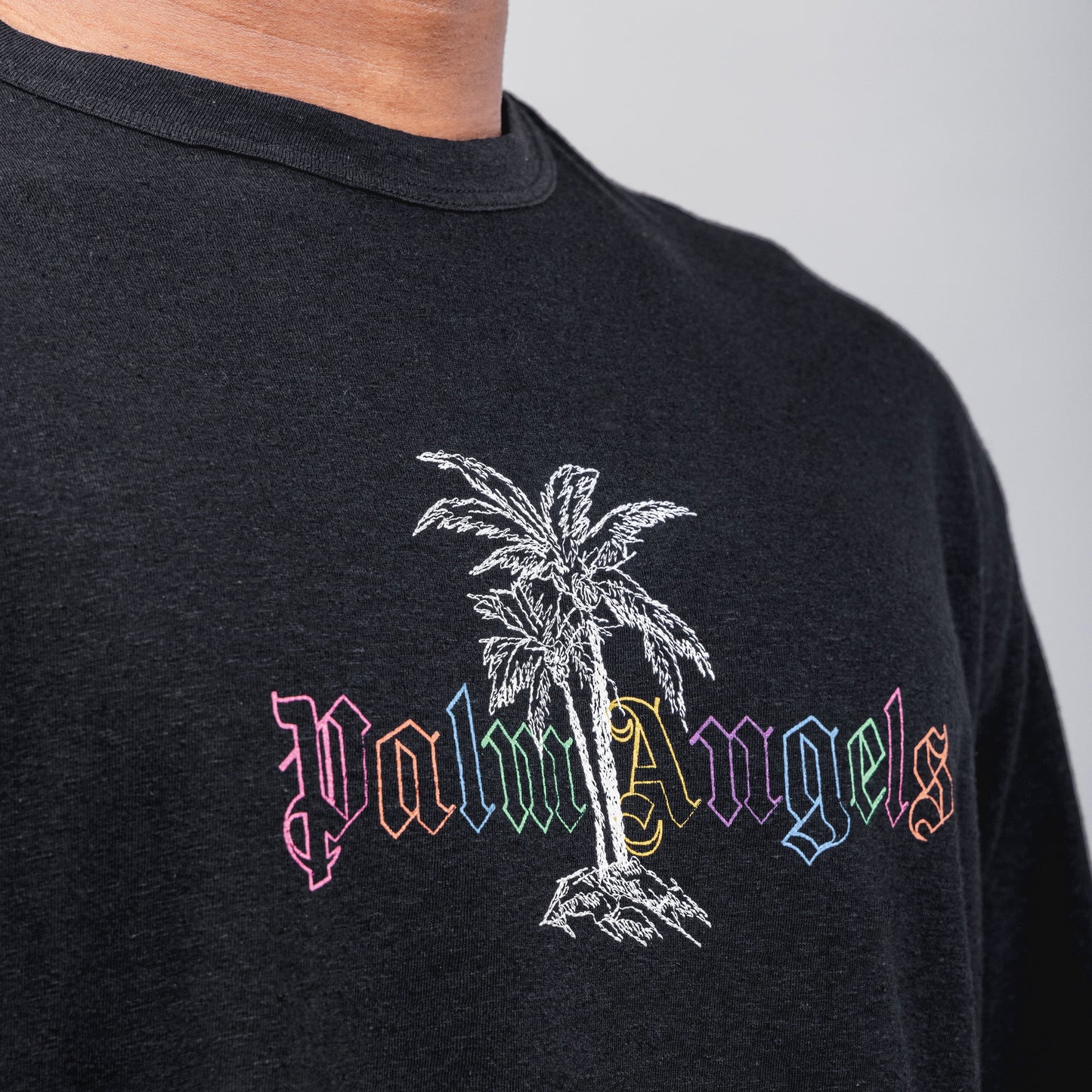 Camiseta Negra Palm Angels Multicolor Logo
