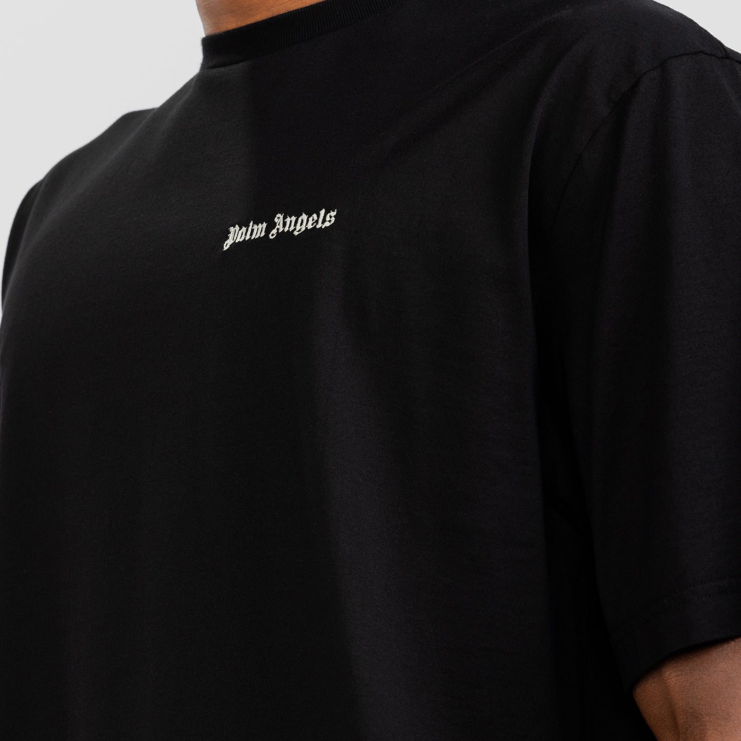 Camiseta Negra Palm Angels Logo Embroidered