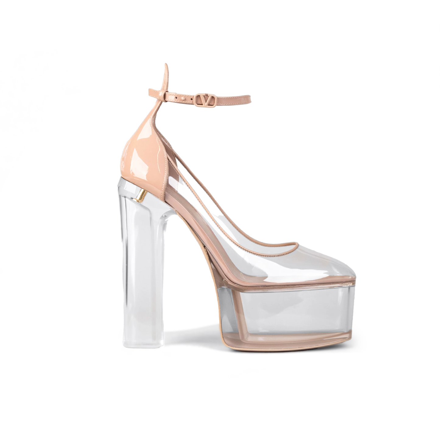 Tacones Rose Cannelle Transparente Valentino Tan-Go 155 mm