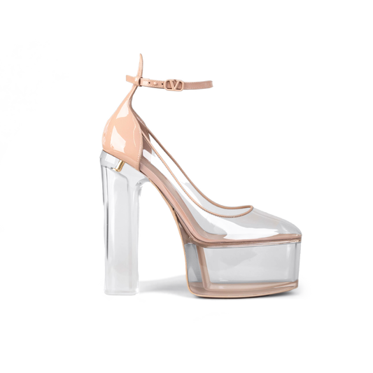 Tacones Rose Cannelle Transparente Valentino Tan-Go 155 mm