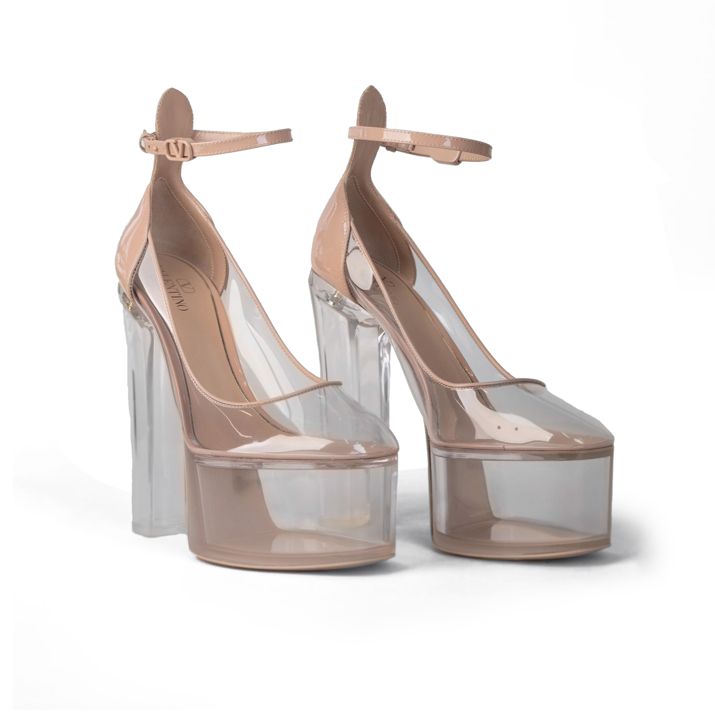 Tacones Rose Cannelle Transparente Valentino Tan-Go 155 mm