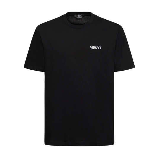 Camiseta Negra Versace Back Medusa Fire