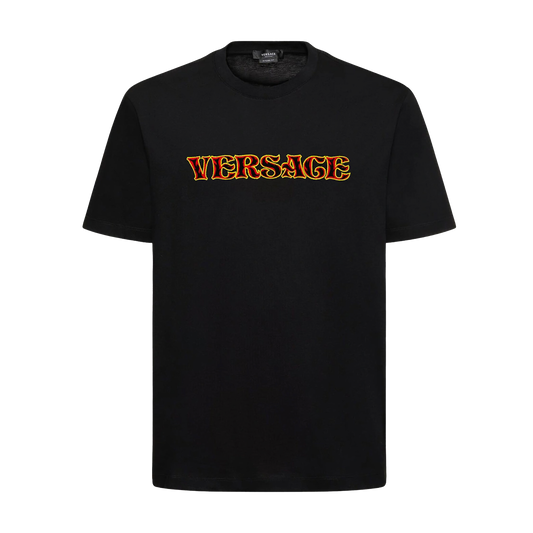 Camiseta Negra Versace Fire Logo