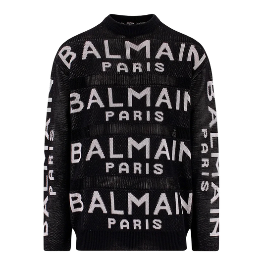 Suéter Negro Balmain Paris Multilogo