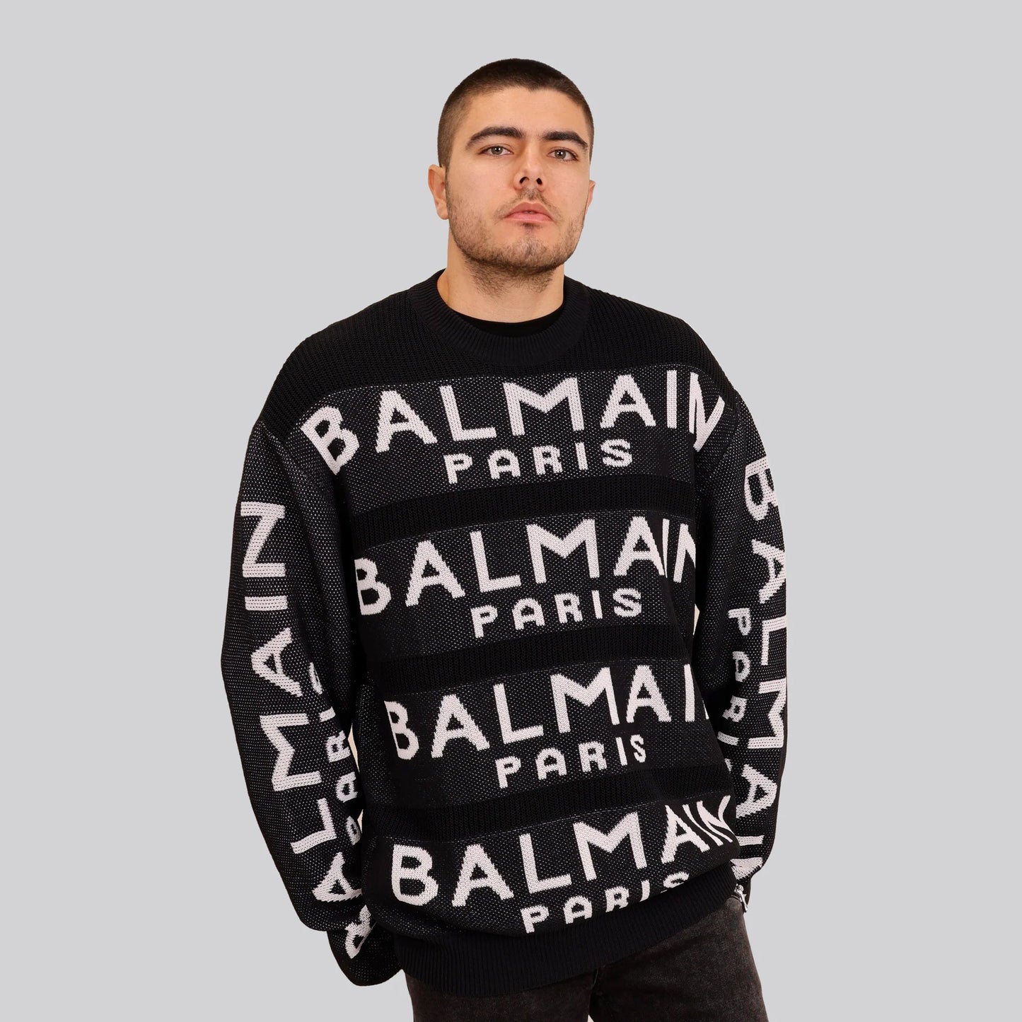 Suéter Negro Balmain Paris Multilogo